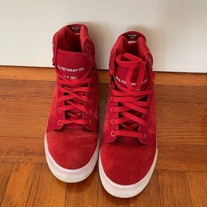 Supra red suede shoes